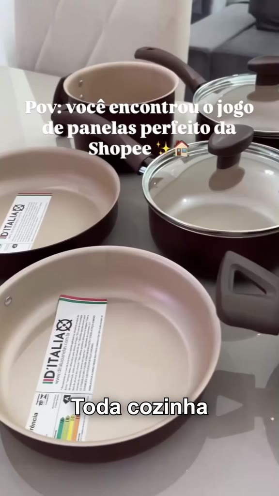 Jogo de Panelas Antiaderente 10 Peças com Utensílios e Frigideiras para Cozinha Completa