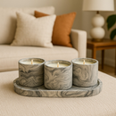 Kit Velas Aromáticas Artesanais Marmorizadas + Bandeja Decorativa Premium | Elegância e Aconchego para sua Casa.