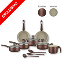 Jogo de Panelas Antiaderente 10 Peças com Utensílios e Frigideiras para Cozinha Completa