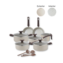 Jogo de Panelas Antiaderente 10 Peças com Utensílios e Frigideiras para Cozinha Completa