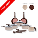 Jogo de Panelas Antiaderente 10 Peças com Utensílios e Frigideiras para Cozinha Completa